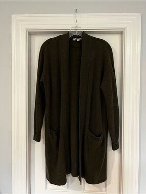 Two LOFT Chunky Knit Open Cardigans - Olive and Caramel